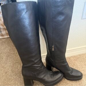 Naturalizer Black Leather Heeled Boots